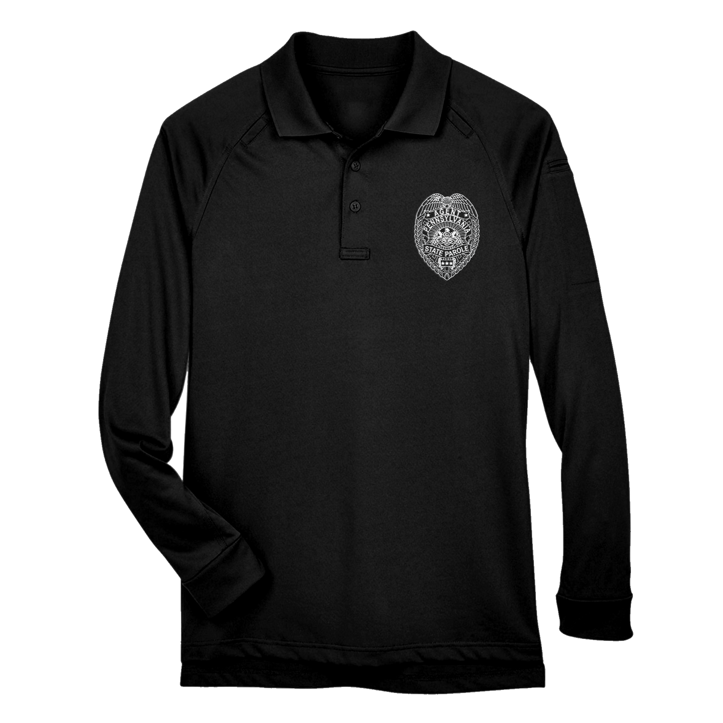 Adult Tactical Long-Sleeve Polo with Embroidered State Parole Agent Badge (Various Colors)