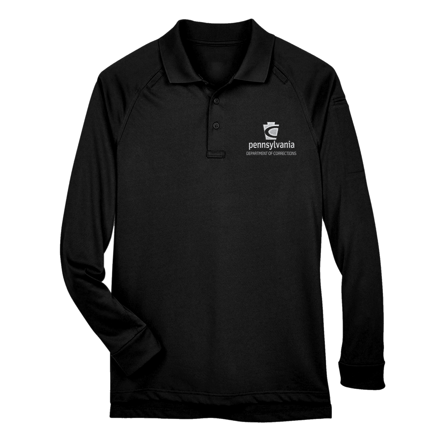 Adult Tactical Long-Sleeve Polo with Embroidered Department of Corrections Logos (Various Colors)