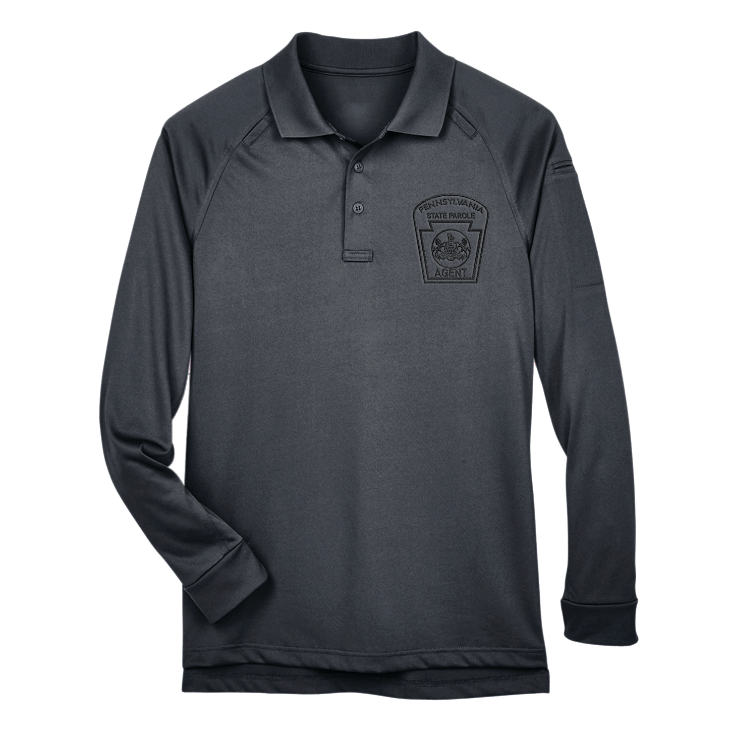 Adult Tactical Long-Sleeve Polo with Embroidered State Parole Agent Keystone (Various Colors)