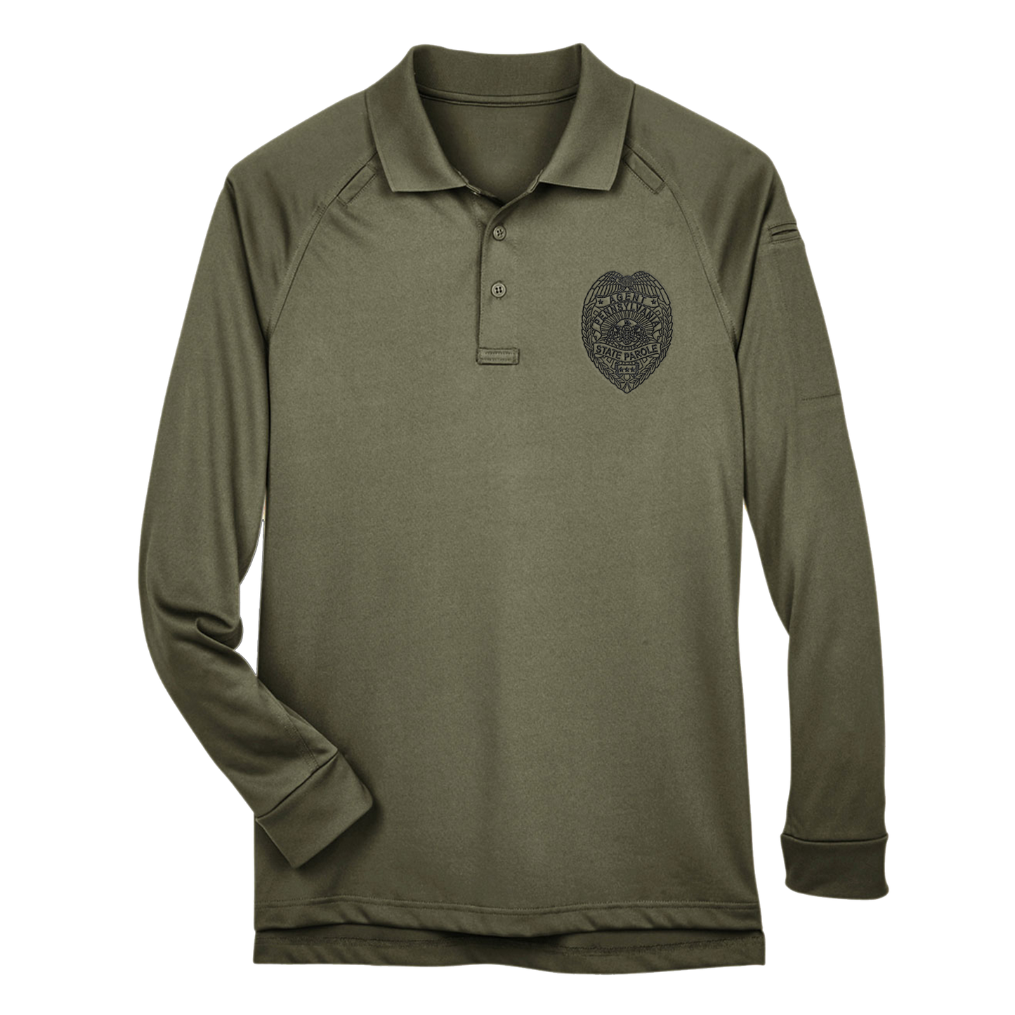 Adult Tactical Long-Sleeve Polo with Embroidered State Parole Agent Badge (Various Colors)