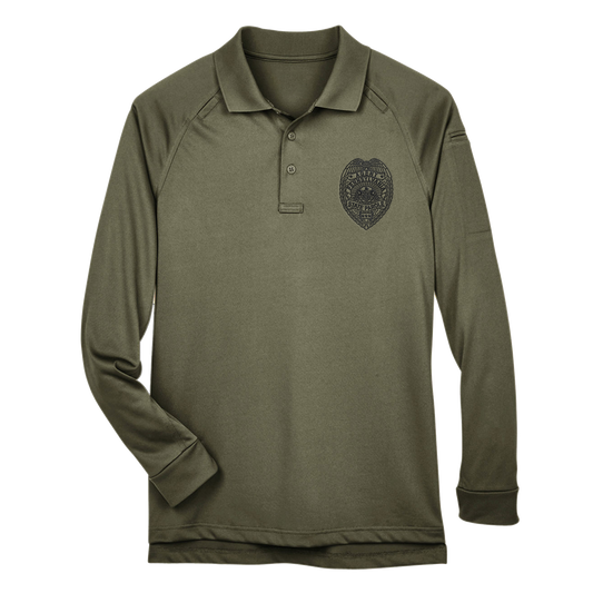 Adult Tactical Long-Sleeve Polo with Embroidered State Parole Agent Badge (Various Colors)