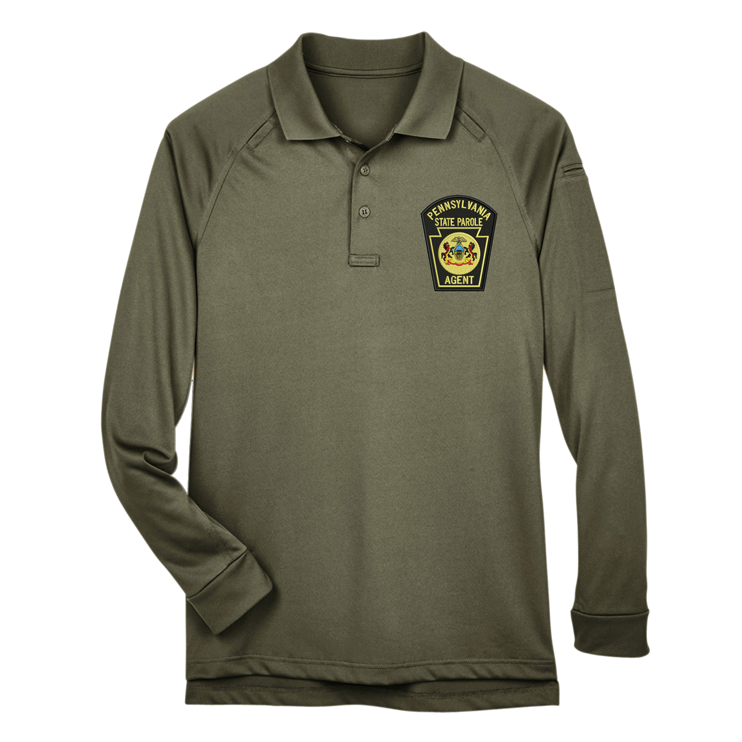 Adult Tactical Long-Sleeve Polo with Embroidered State Parole Agent Keystone (Various Colors)