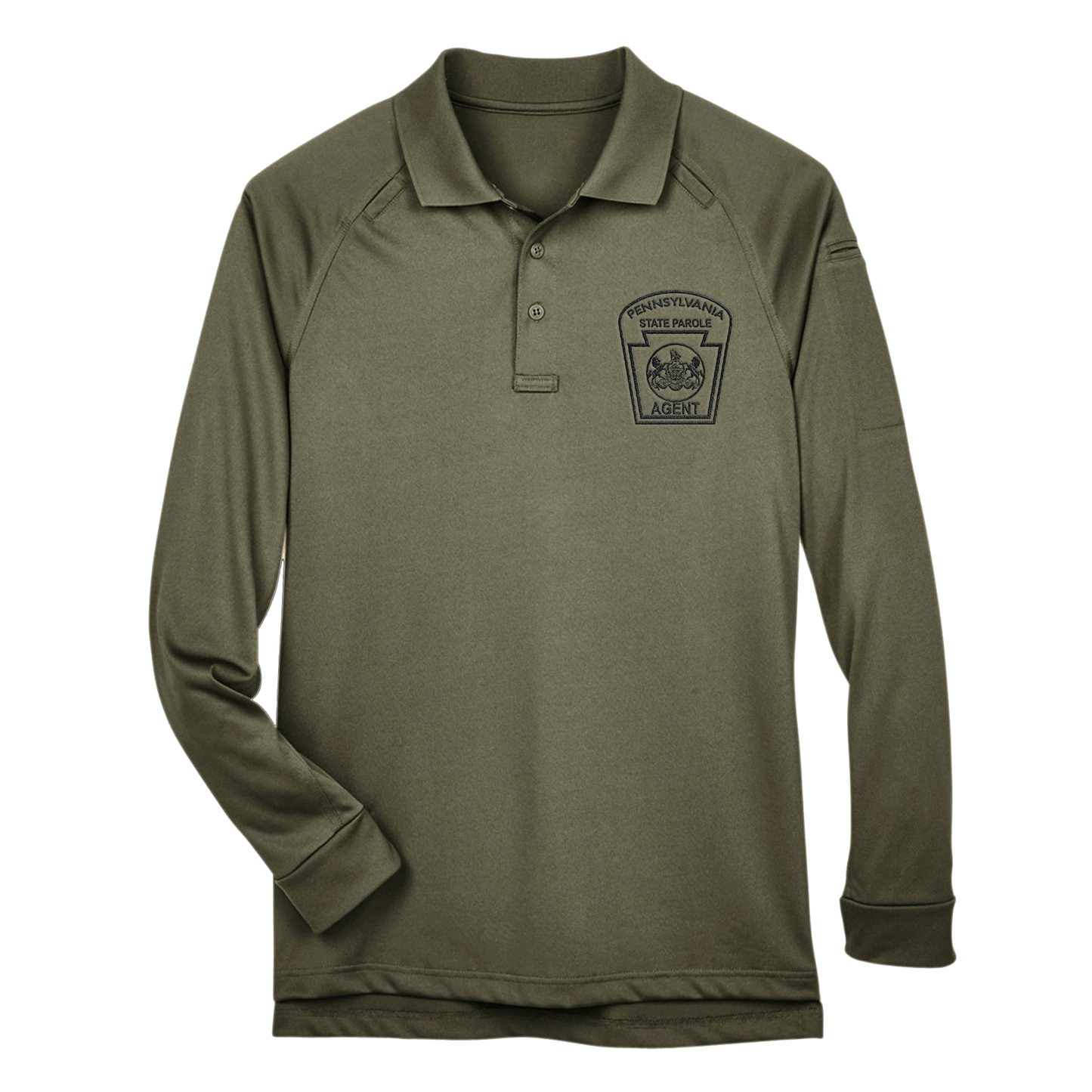 Adult Tactical Long-Sleeve Polo with Embroidered State Parole Agent Keystone (Various Colors)