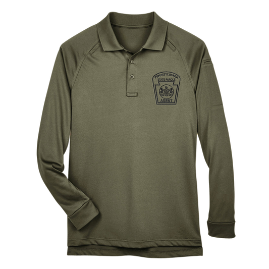 Adult Tactical Long-Sleeve Polo with Embroidered State Parole Agent Keystone (Various Colors)