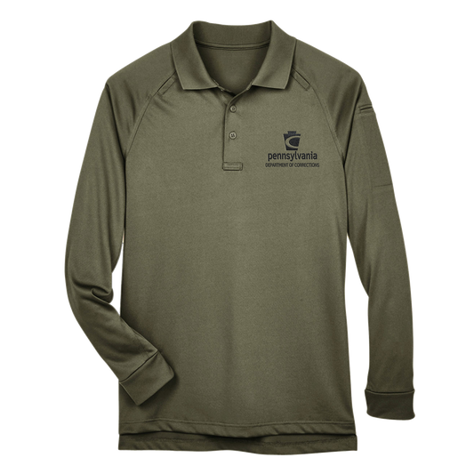 Adult Tactical Long-Sleeve Polo with Embroidered Department of Corrections Logos (Various Colors)