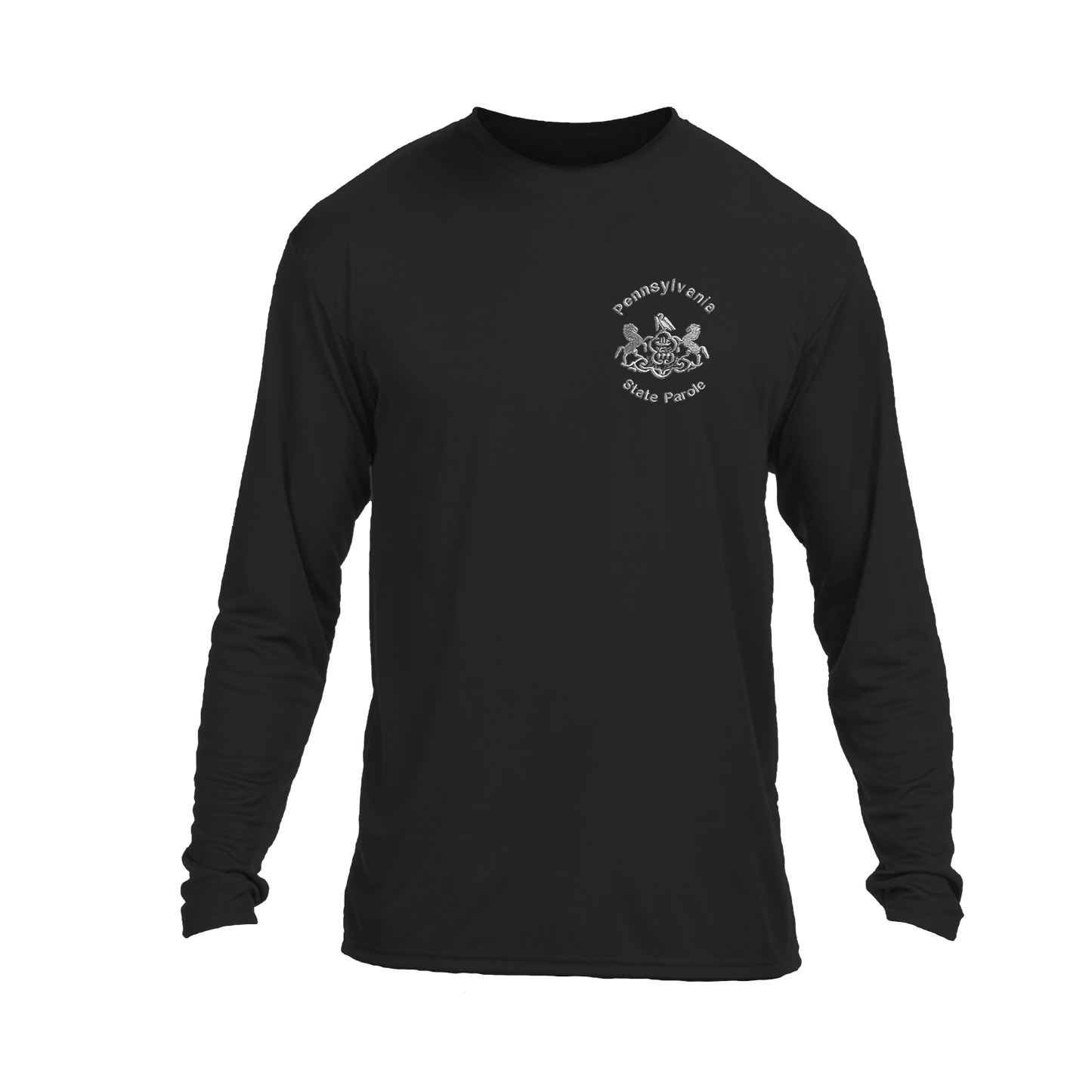 Adult Moisture-Wicking Long-Sleeve Tee with Embroidered State Parole Horses (Various Colors)