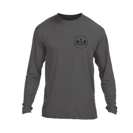 Adult Moisture-Wicking Long-Sleeve Tee with Embroidered Department of Corrections Seal (Various Colors)