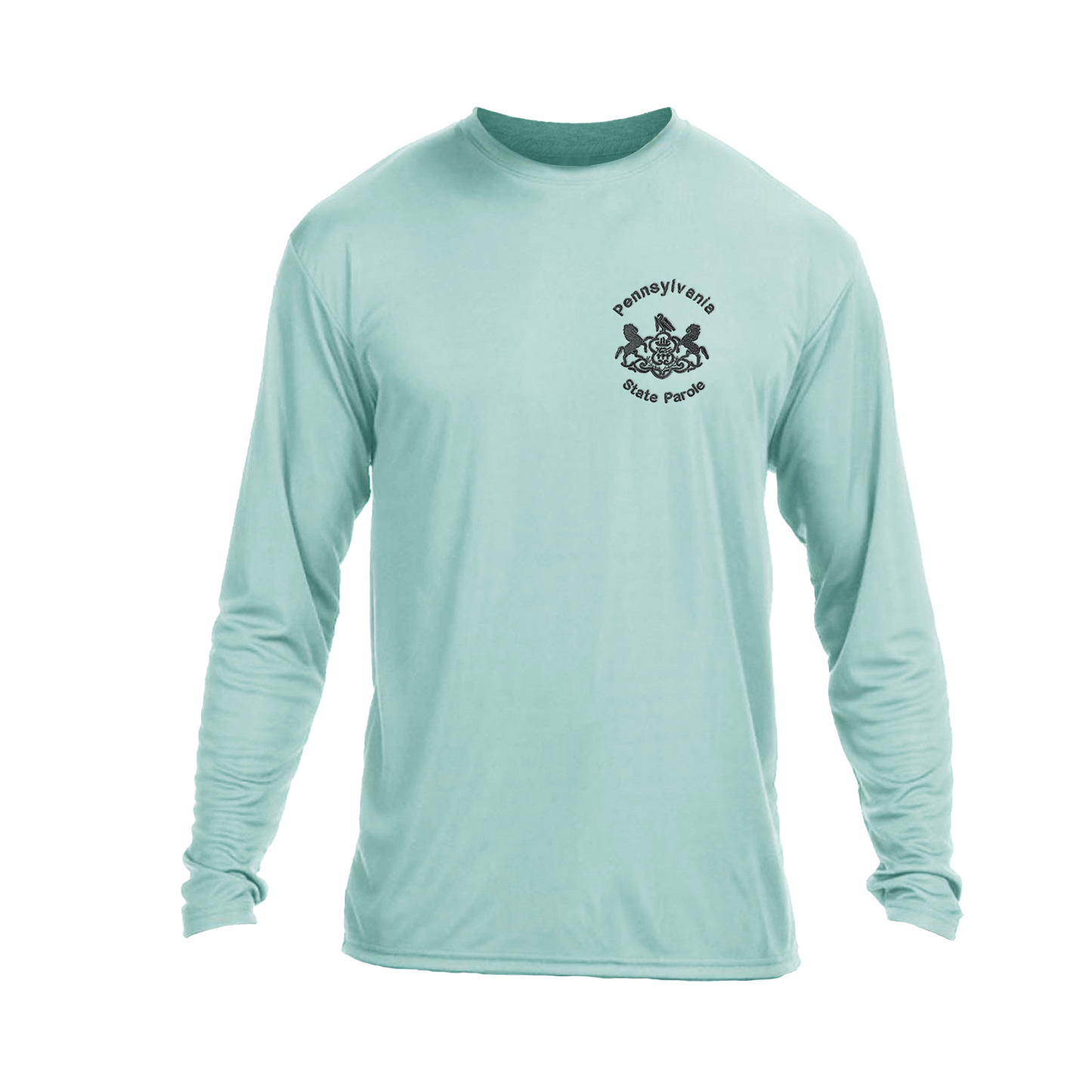 Adult Moisture-Wicking Long-Sleeve Tee with Embroidered State Parole Horses (Various Colors)