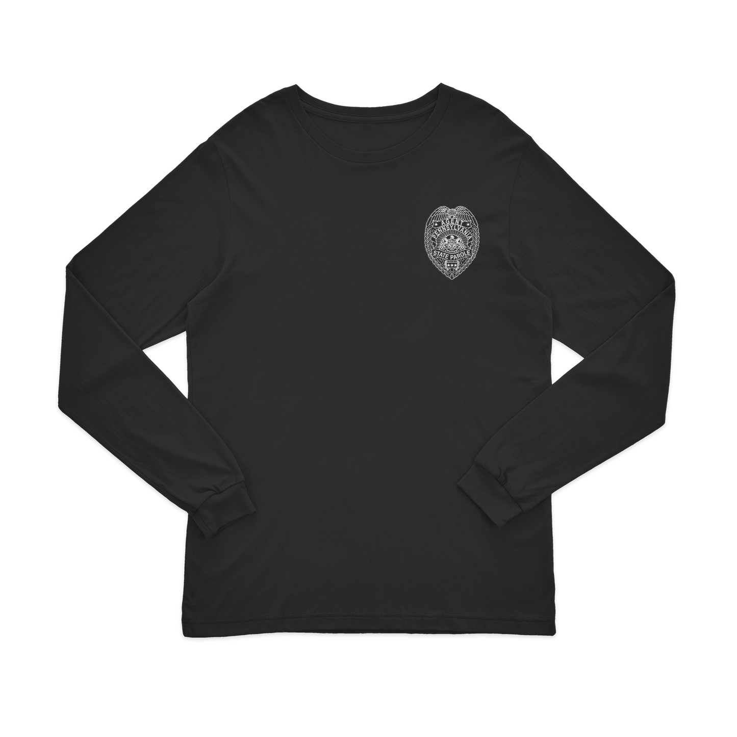 Adult Long-Sleeve Tee with Embroidered State Parole Agent Badge (Various Colors)