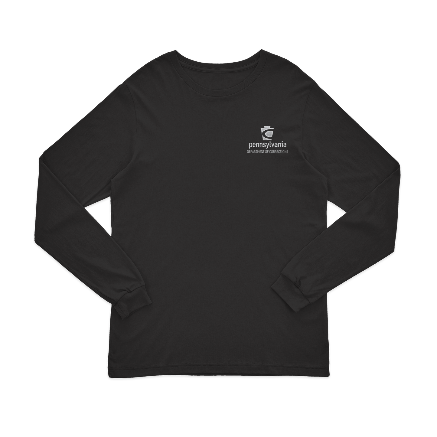 Adult Long-Sleeve Tee with Embroidered Department of Corrections Keystone (Various Colors)