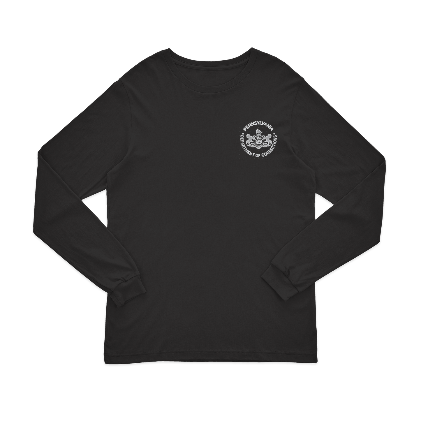 Adult Long-Sleeve Tee with Embroidered Department of Corrections Seal (Various Colors)