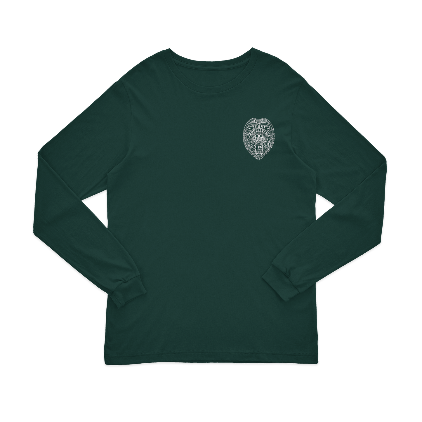 Adult Long-Sleeve Tee with Embroidered State Parole Agent Badge (Various Colors)