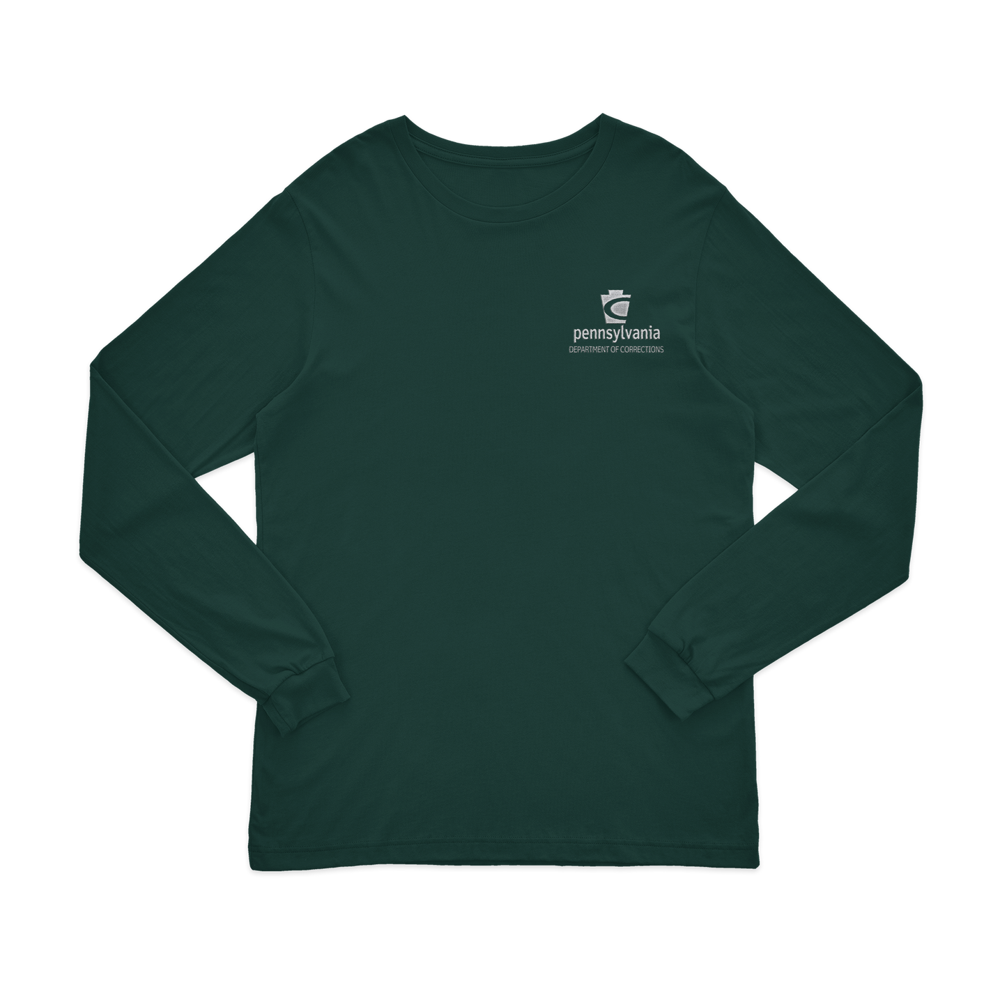 Adult Long-Sleeve Tee with Embroidered Department of Corrections Keystone (Various Colors)