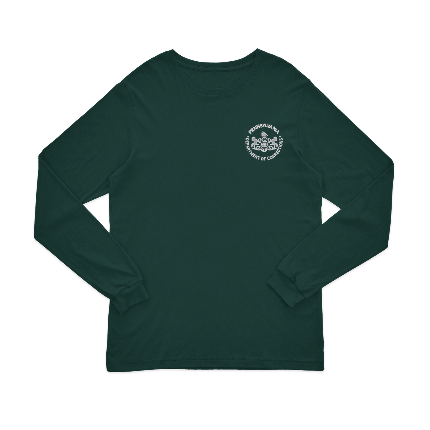 Adult Long-Sleeve Tee with Embroidered Department of Corrections Seal (Various Colors)