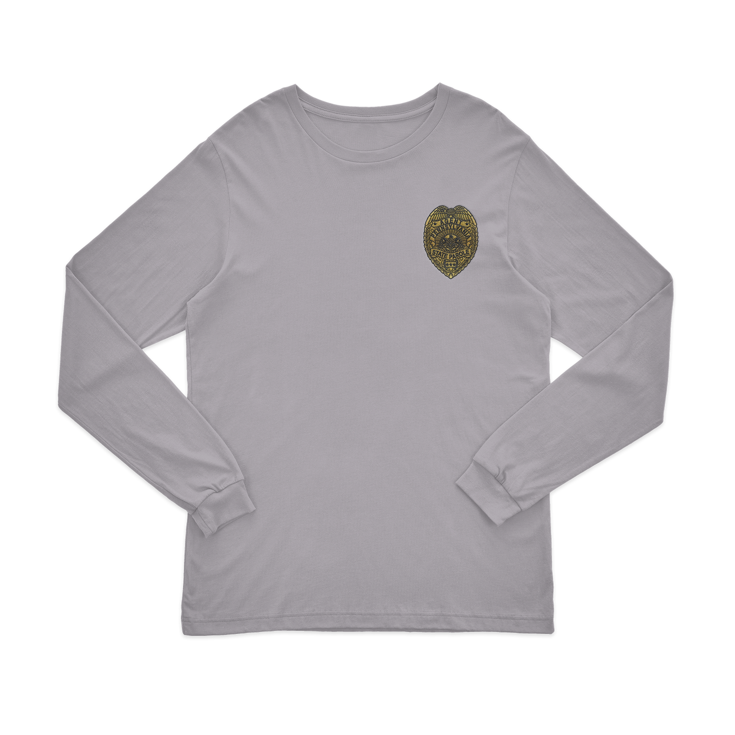 Adult Long-Sleeve Tee with Embroidered State Parole Agent Badge-Full Color (Various Colors)