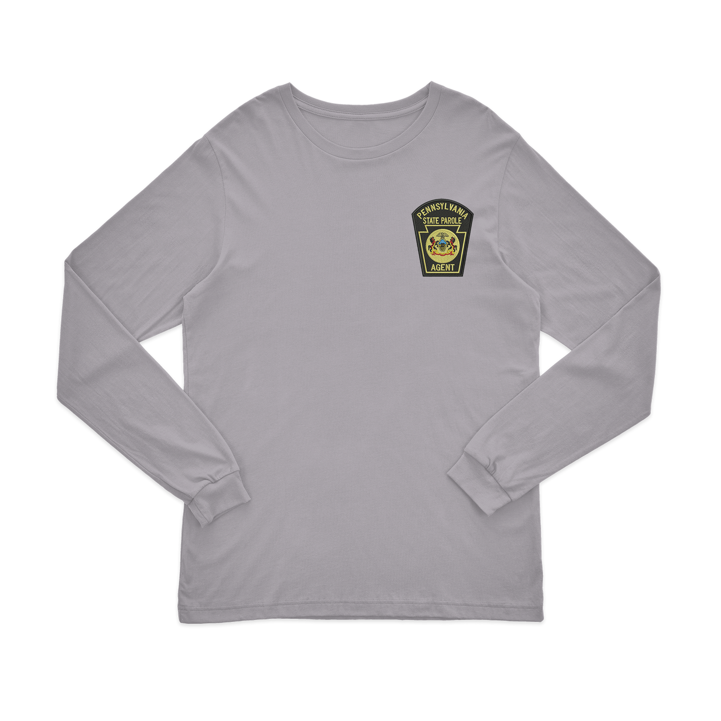 Adult Long-Sleeve Tee with Embroidered State Parole Agent Keystone-Full Color (Various Colors)