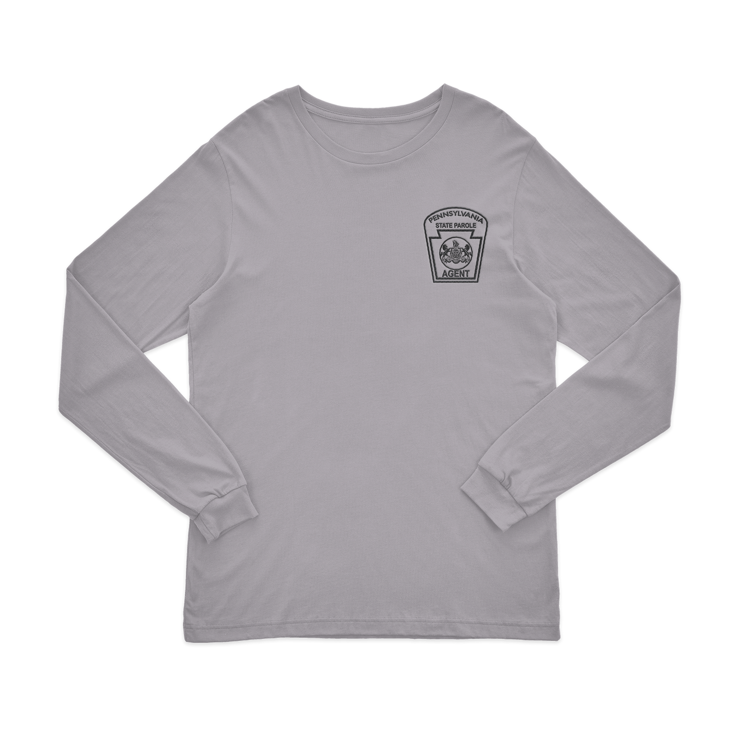 Adult Long-Sleeve Tee with Embroidered State Parole Agent Keystone (Various Colors)