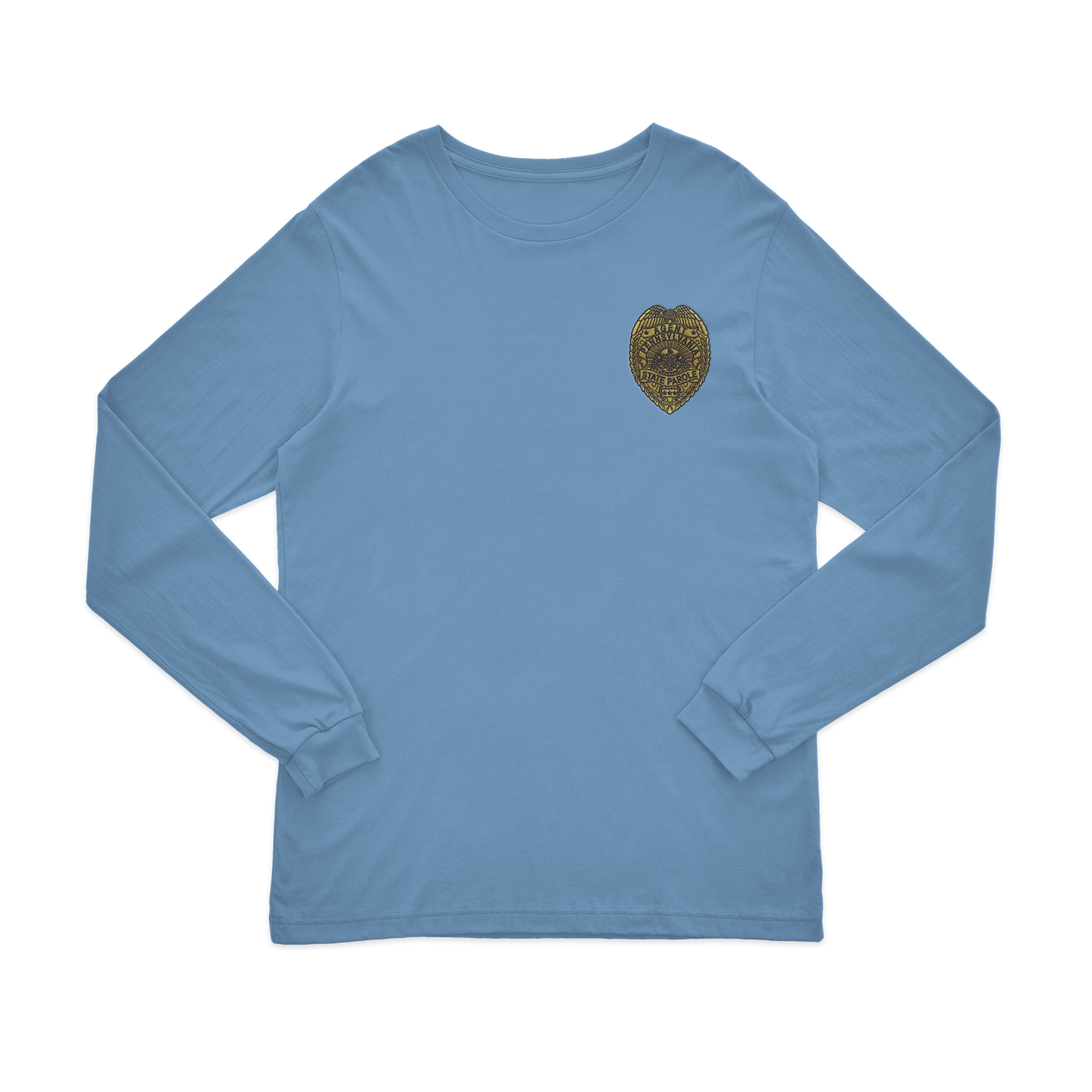Adult Long-Sleeve Tee with Embroidered State Parole Agent Badge-Full Color (Various Colors)