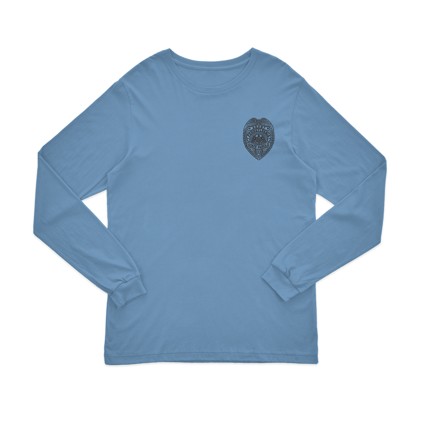 Adult Long-Sleeve Tee with Embroidered State Parole Agent Badge (Various Colors)