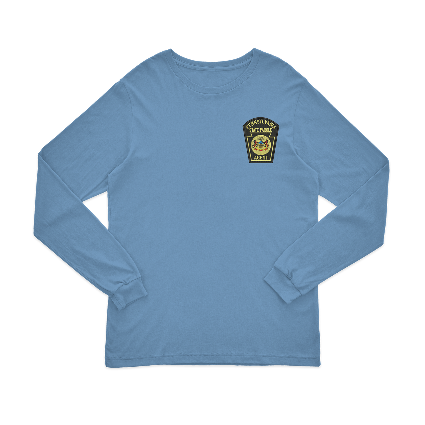 Adult Long-Sleeve Tee with Embroidered State Parole Agent Keystone-Full Color (Various Colors)