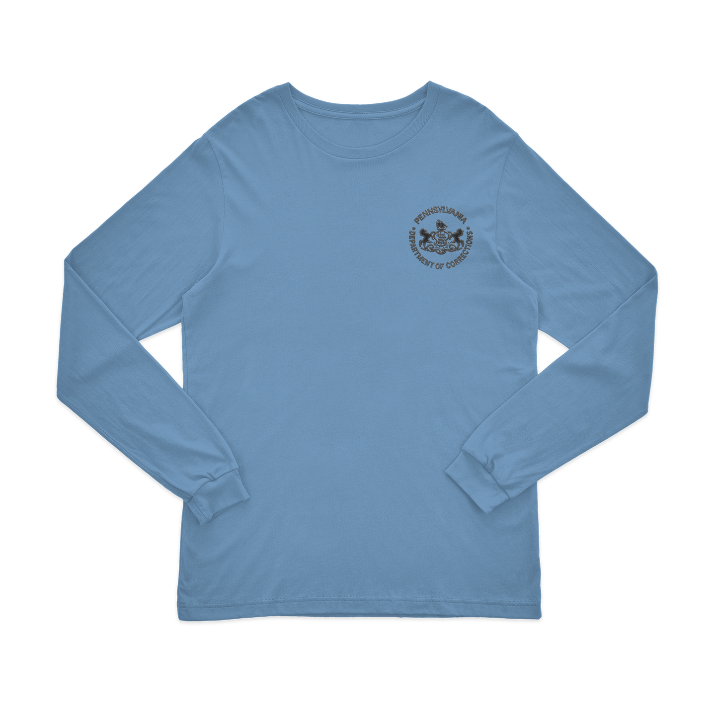 Adult Long-Sleeve Tee with Embroidered Department of Corrections Seal (Various Colors)