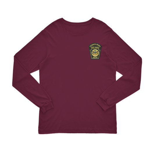 Adult Long-Sleeve Tee with Embroidered State Parole Agent Keystone-Full Color (Various Colors)
