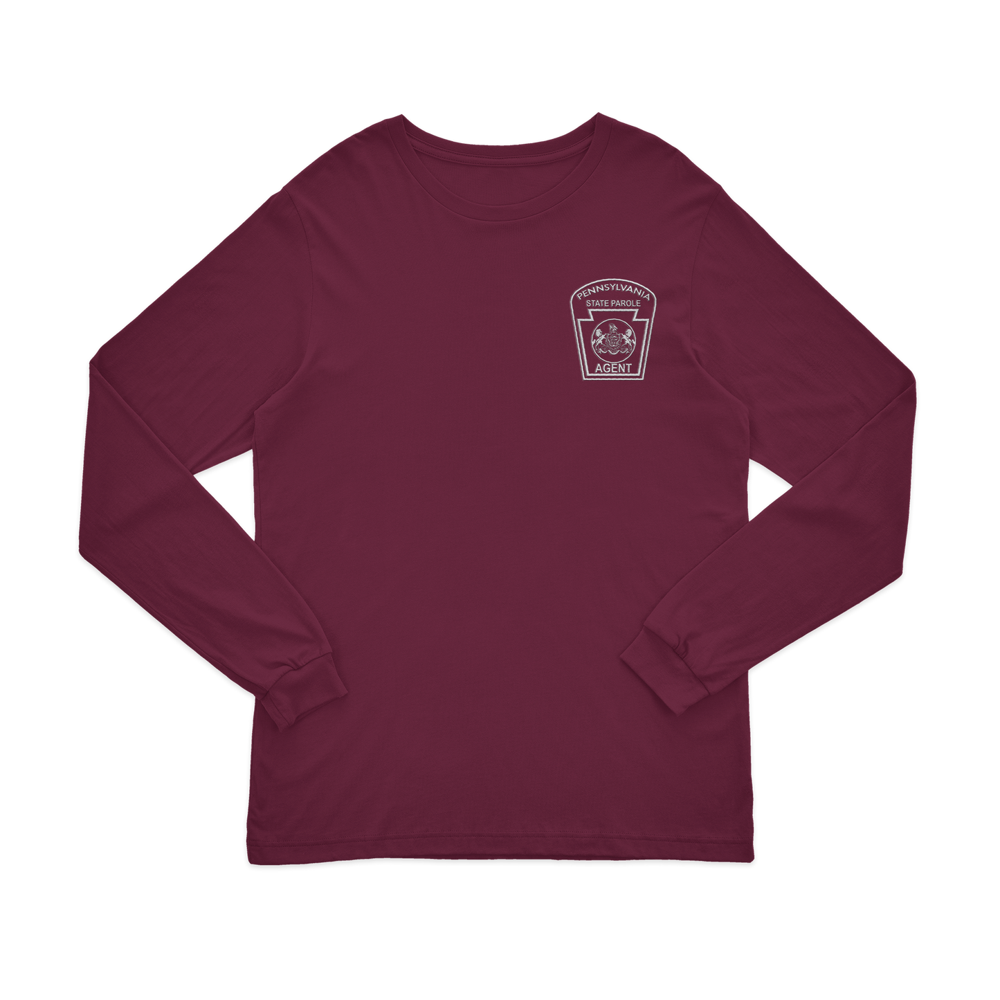 Adult Long-Sleeve Tee with Embroidered State Parole Agent Keystone (Various Colors)