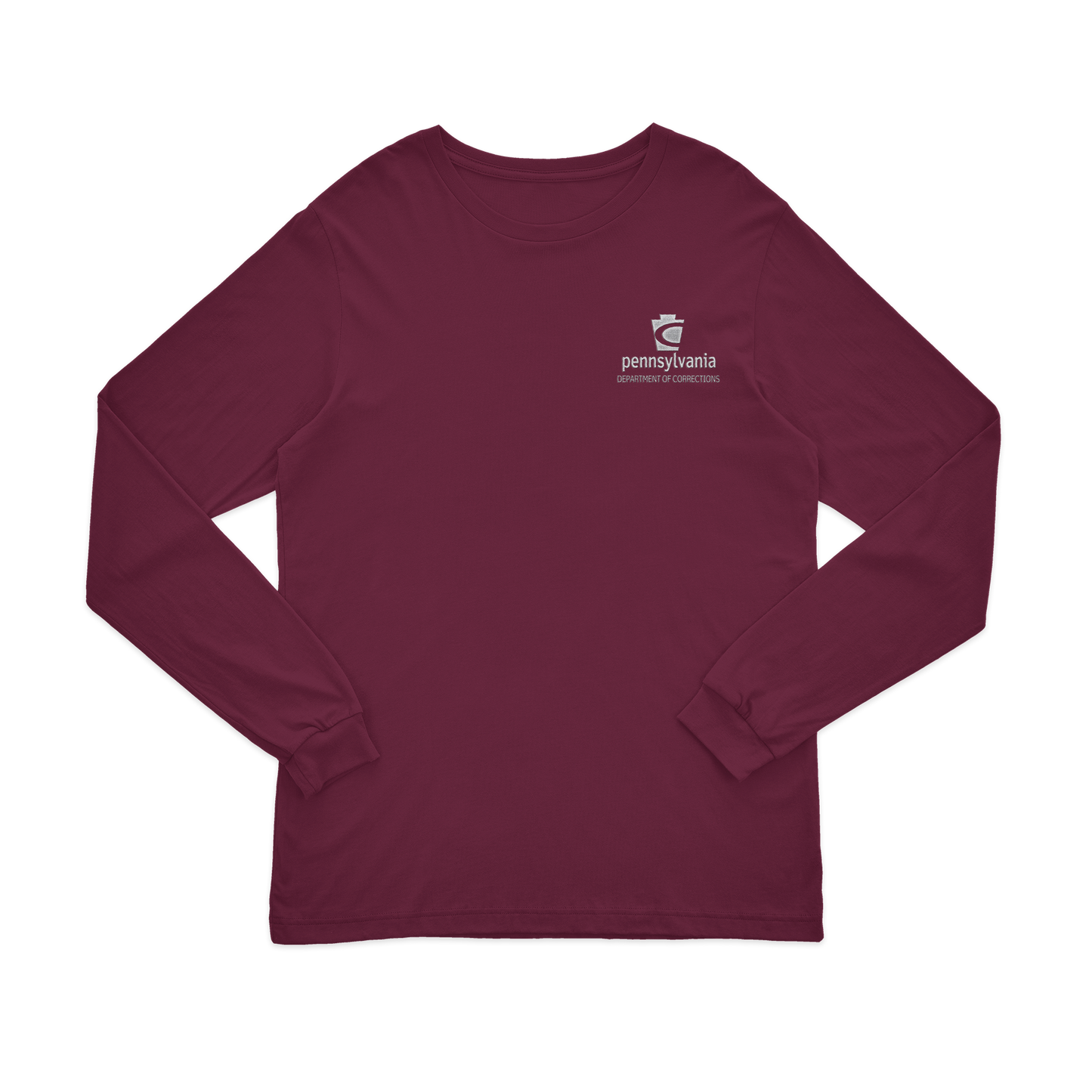 Adult Long-Sleeve Tee with Embroidered Department of Corrections Keystone (Various Colors)