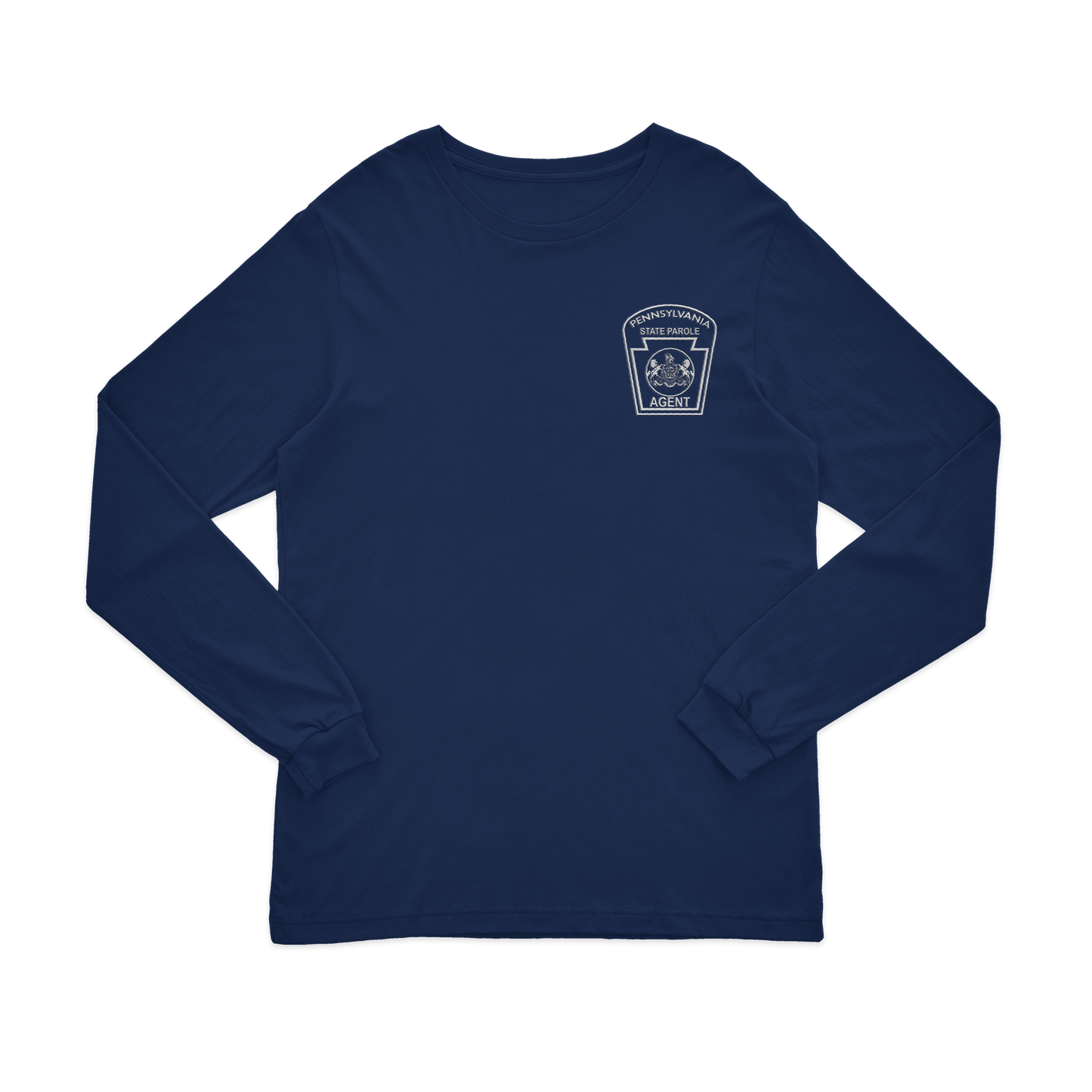 Adult Long-Sleeve Tee with Embroidered State Parole Agent Keystone (Various Colors)