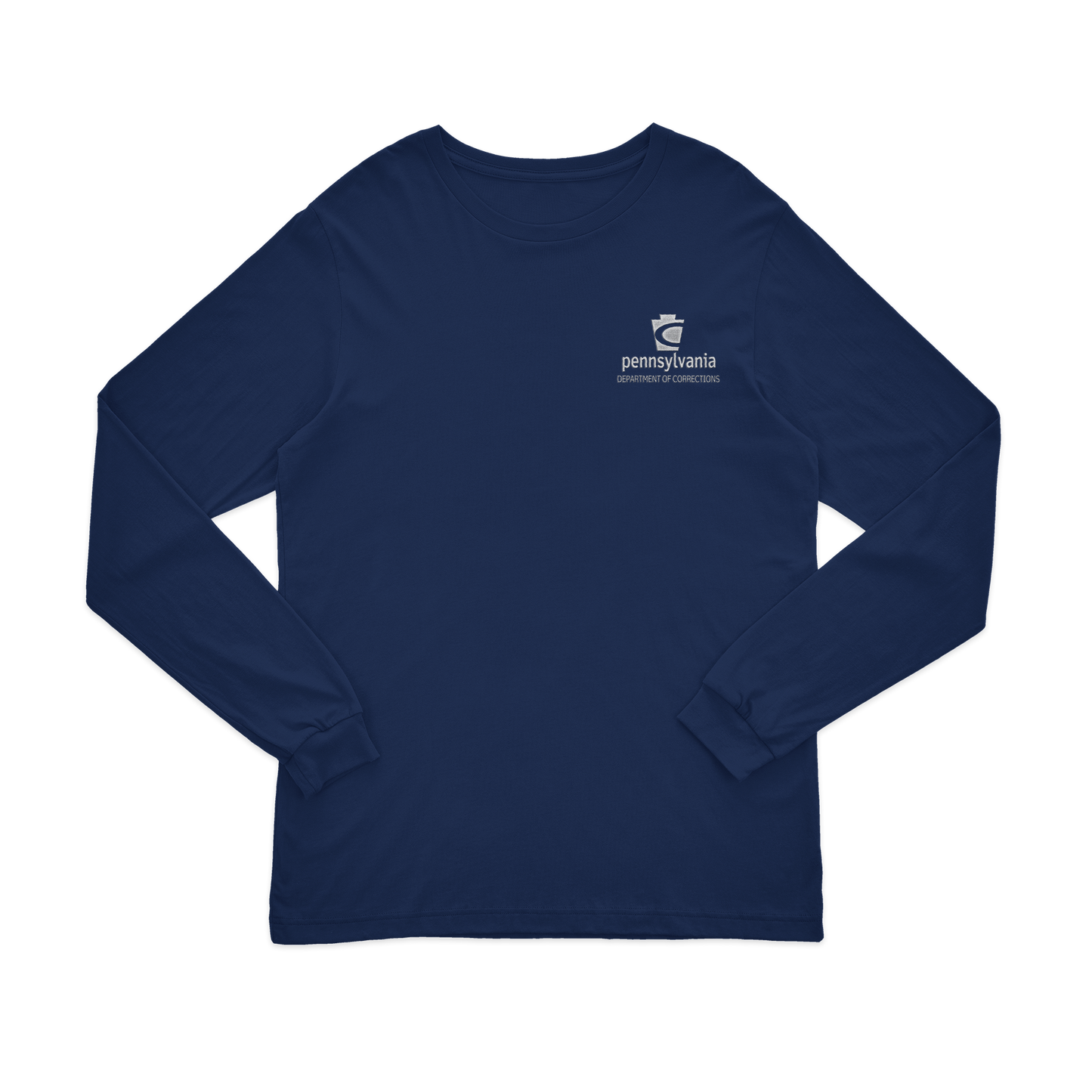 Adult Long-Sleeve Tee with Embroidered Department of Corrections Keystone (Various Colors)