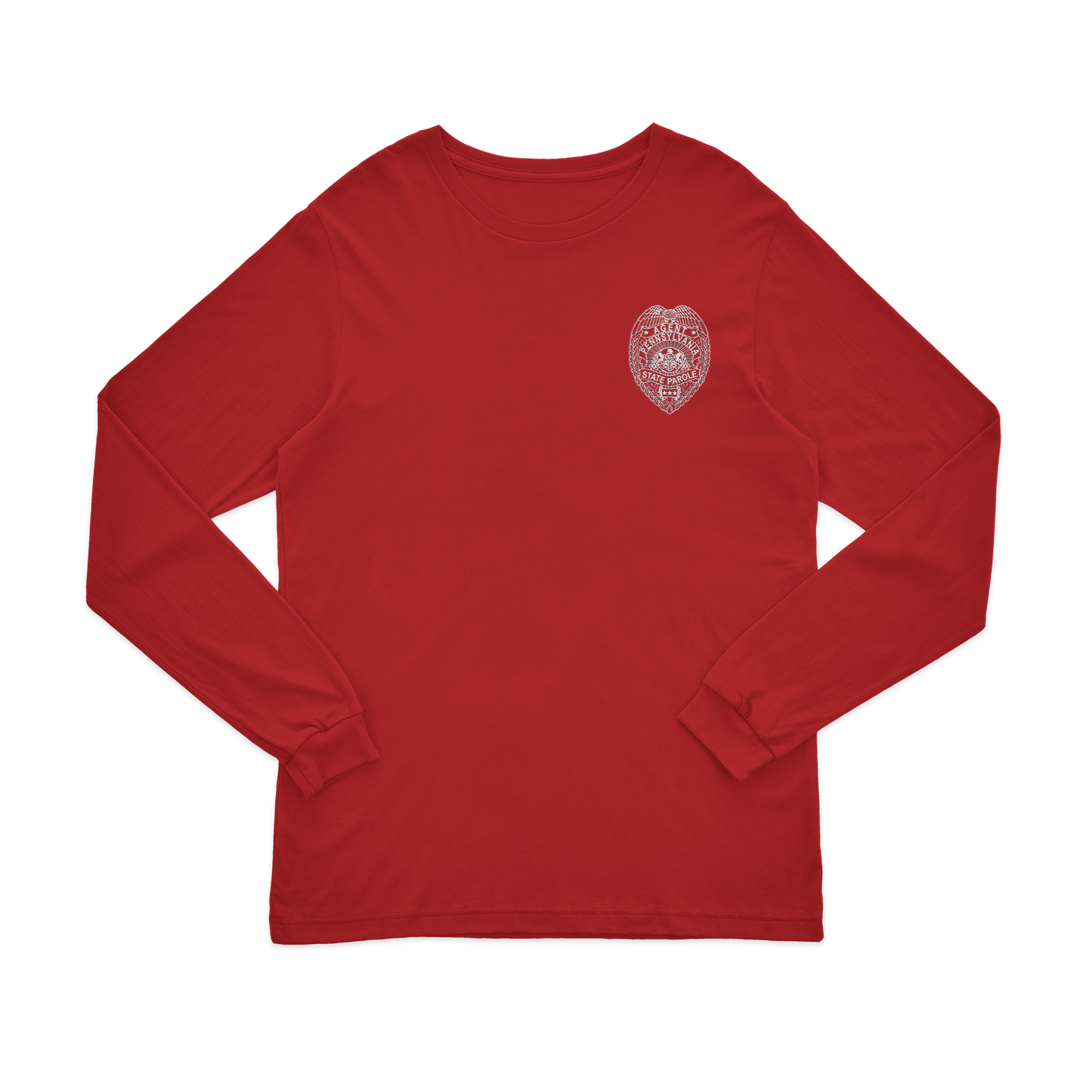 Adult Long-Sleeve Tee with Embroidered State Parole Agent Badge (Various Colors)