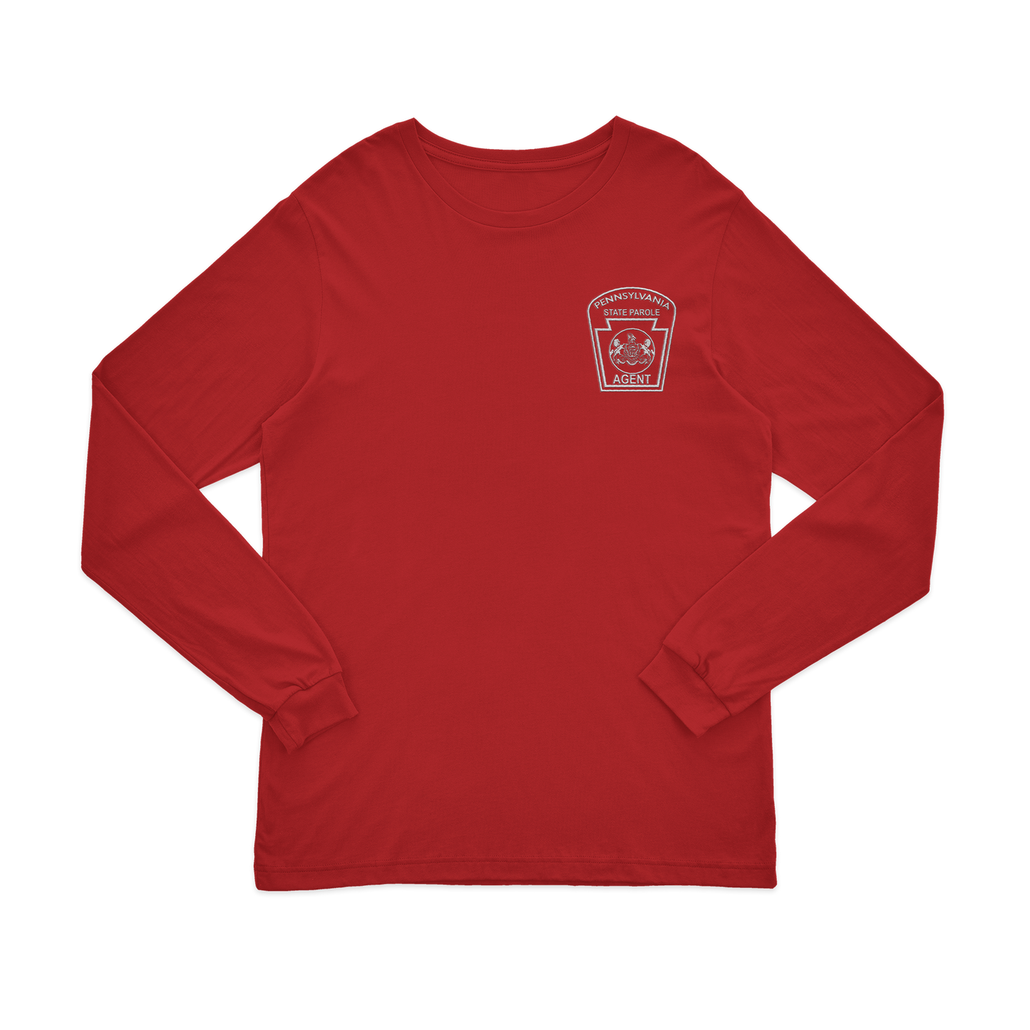 Adult Long-Sleeve Tee with Embroidered State Parole Agent Keystone (Various Colors)