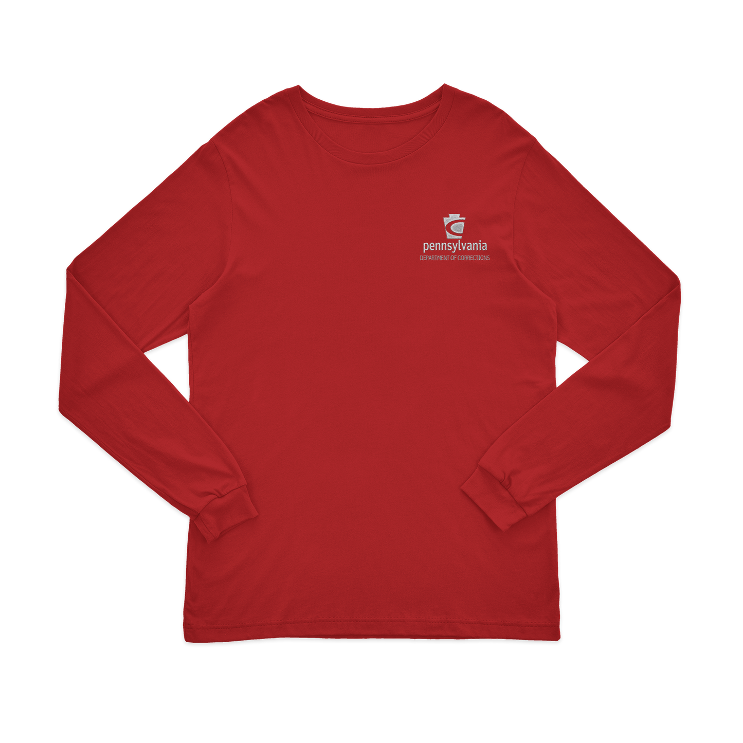 Adult Long-Sleeve Tee with Embroidered Department of Corrections Keystone (Various Colors)