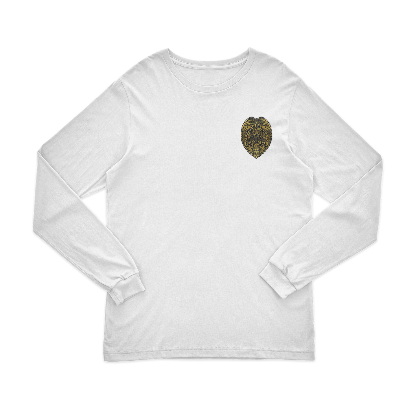 Adult Long-Sleeve Tee with Embroidered State Parole Agent Badge-Full Color (Various Colors)
