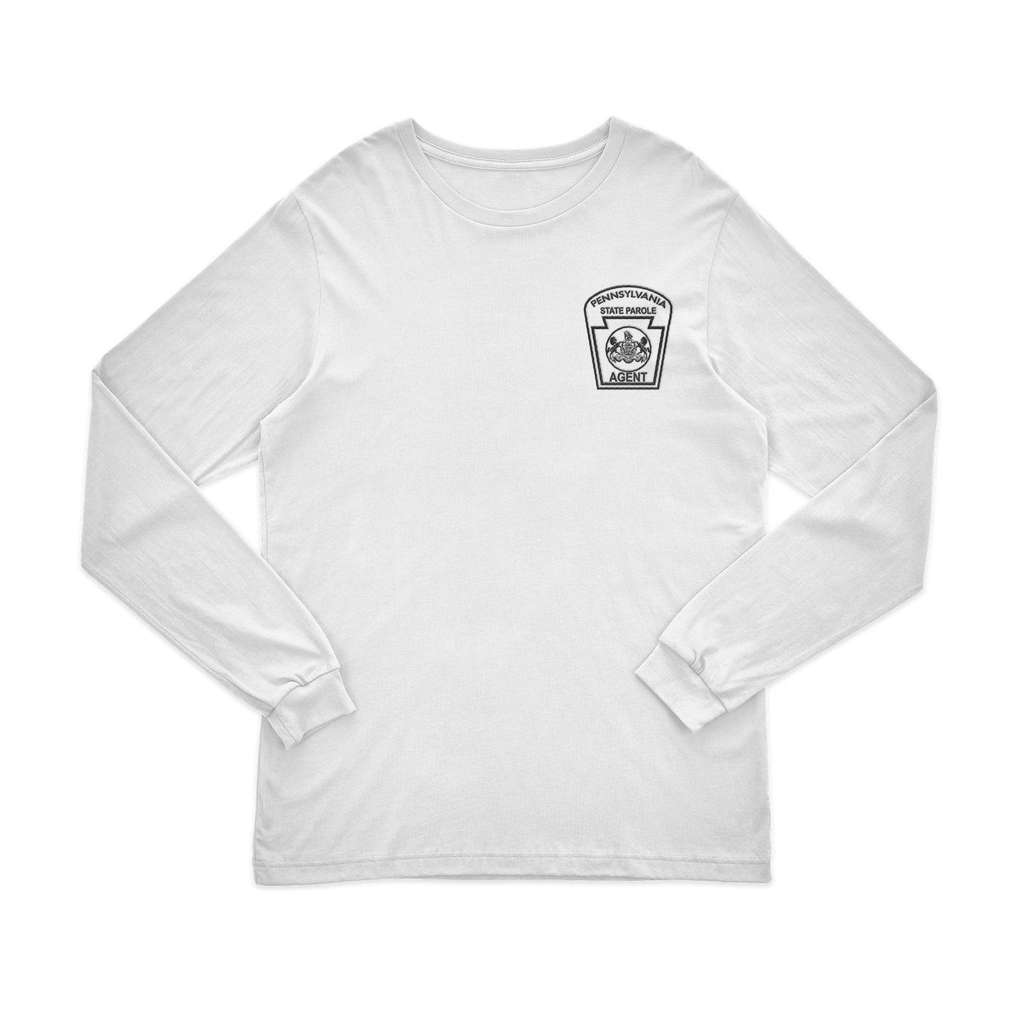 Adult Long-Sleeve Tee with Embroidered State Parole Agent Keystone (Various Colors)