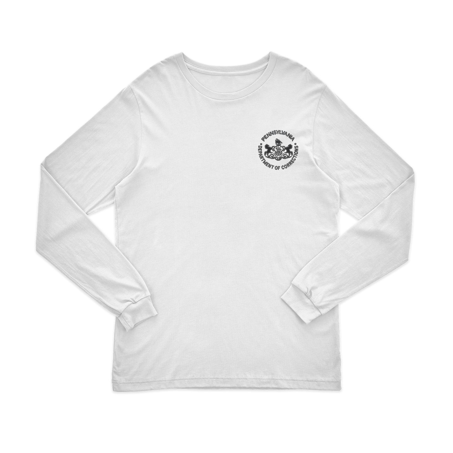 Adult Long-Sleeve Tee with Embroidered Department of Corrections Seal (Various Colors)