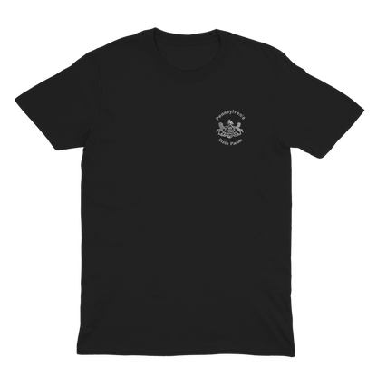 Adult Soft-Style Short-Sleeve Tee (Neutral Colors) with Embroidered State Parole Horses (Various Colors)