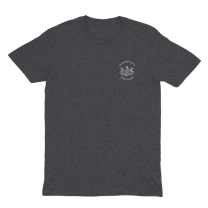 Adult Soft-Style Short-Sleeve Tee (Neutral Colors) with Embroidered State Parole Horses (Various Colors)