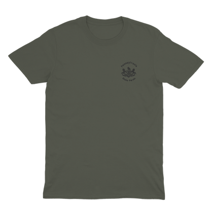 Adult Soft-Style Short-Sleeve Tee (Neutral Colors) with Embroidered State Parole Horses (Various Colors)