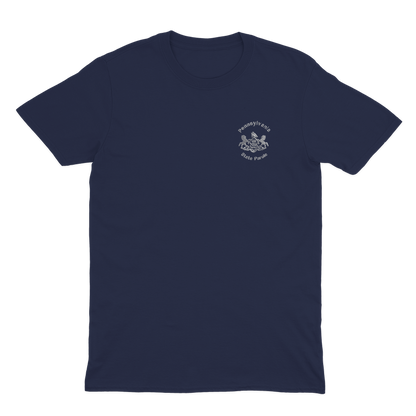 Adult Soft-Style Short-Sleeve Tee (Neutral Colors) with Embroidered State Parole Horses (Various Colors)