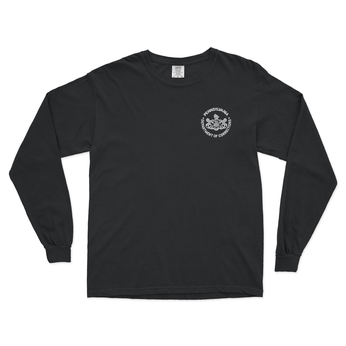 Adult Comfort Colors Long-Sleeve Tee with Embroidered Department of Corrections Seal (Various Colors)