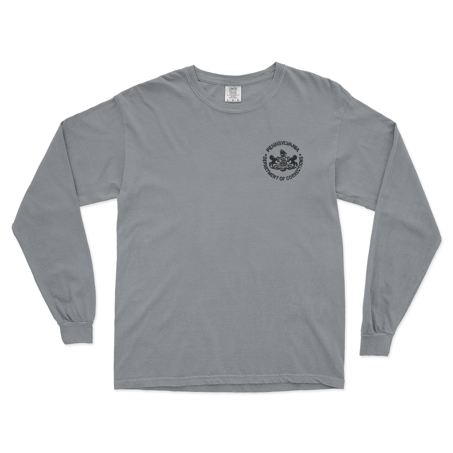 Adult Comfort Colors Long-Sleeve Tee with Embroidered Department of Corrections Seal (Various Colors)