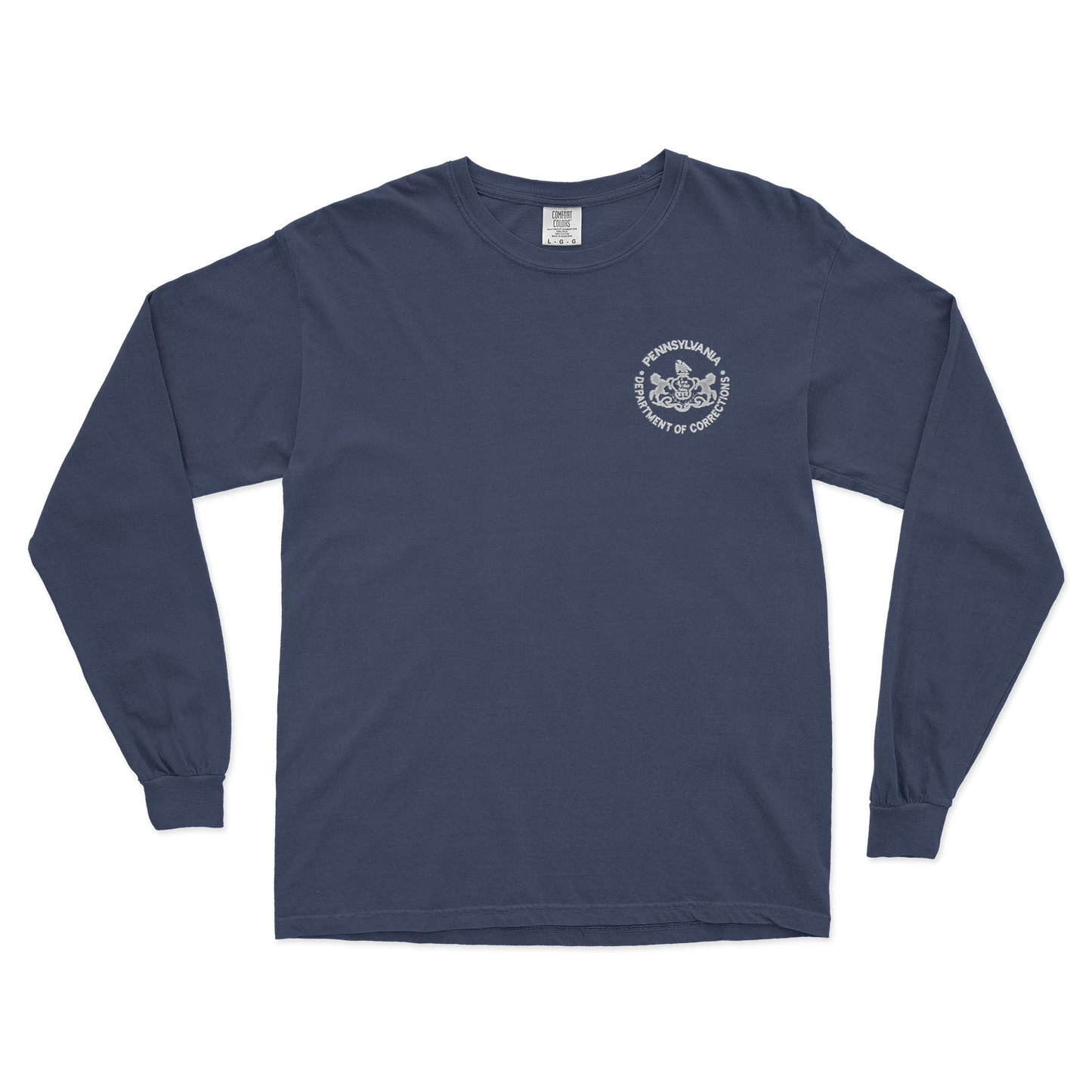 Adult Comfort Colors Long-Sleeve Tee with Embroidered Department of Corrections Seal (Various Colors)