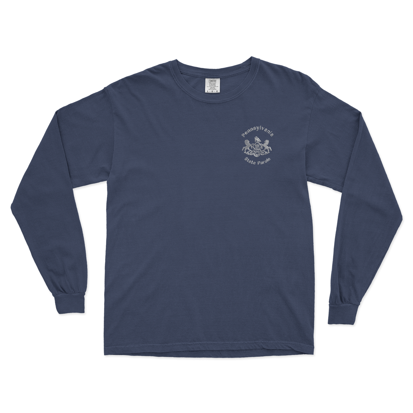 Adult Comfort Colors Long-Sleeve Tee with Embroidered State Parole Horses (Various Colors)