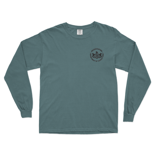 Adult Comfort Colors Long-Sleeve Tee with Embroidered Department of Corrections Seal (Various Colors)
