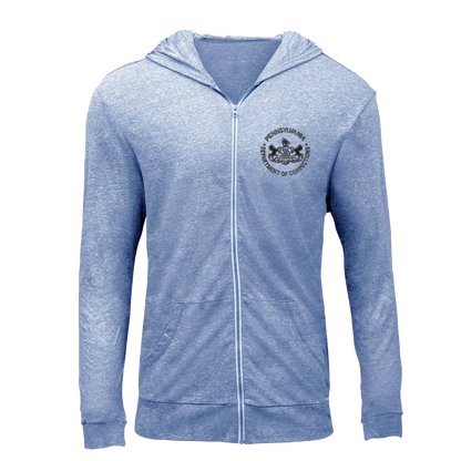 Triblend Unisex Lightweight Full-Zip Hooded Sweatshirt with Embroidered Department of Corrections Logos (Various Colors)