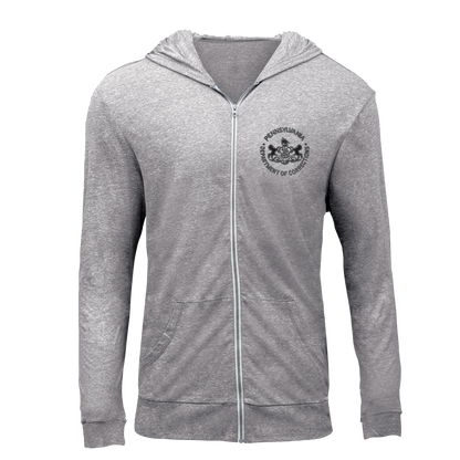 Triblend Unisex Lightweight Full-Zip Hooded Sweatshirt with Embroidered Department of Corrections Logos (Various Colors)