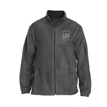 Men's Fleece Full-Zip Jacket with Embroidered State Parole Horses (Black/Gray)