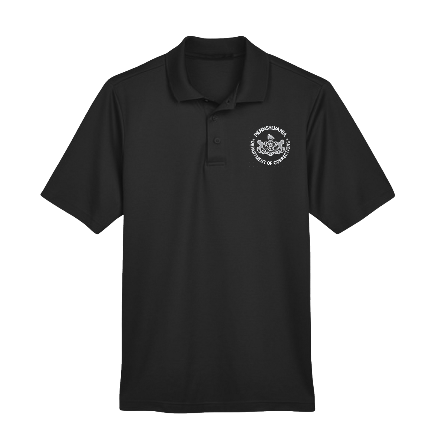 Men’s Luxury Performance Polo with Embroidered Department of Corrections Seal (Various Colors)