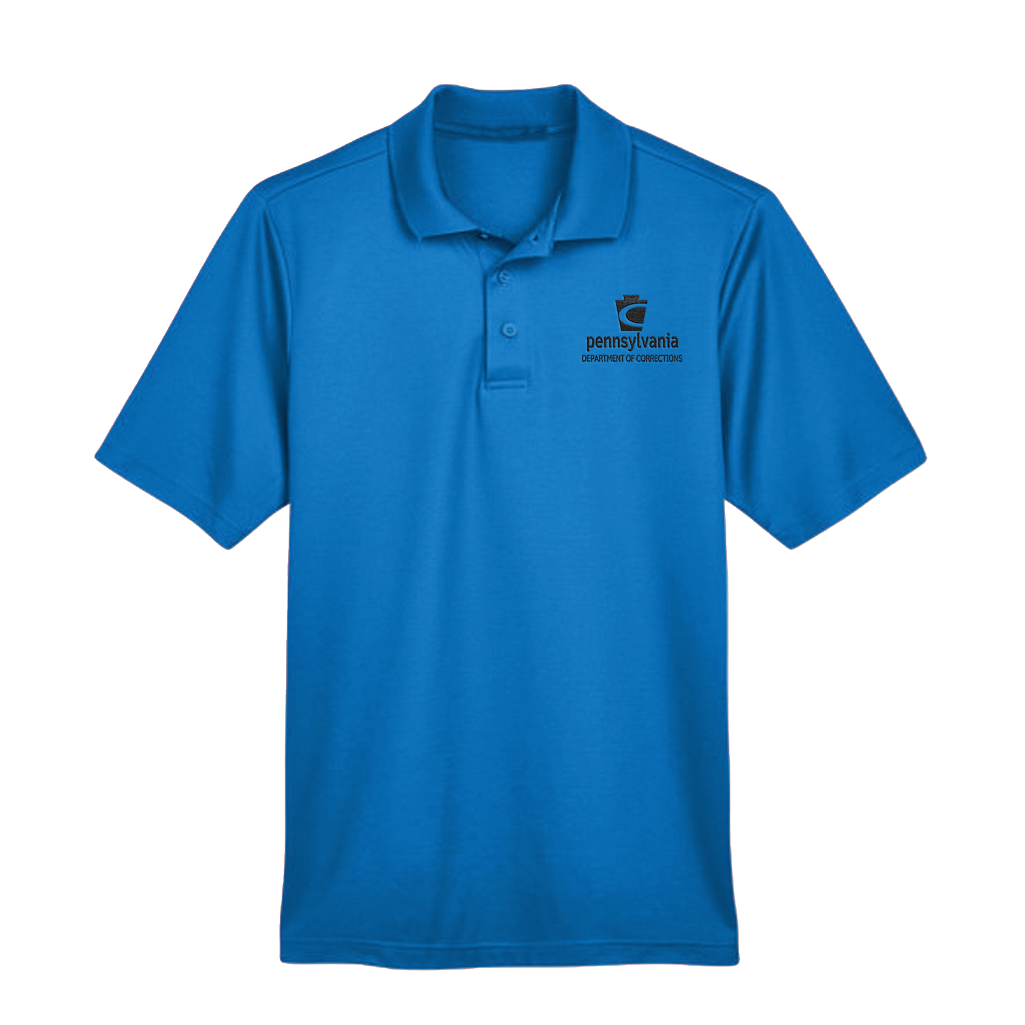 Men’s Luxury Performance Polo with Embroidered Department of Corrections Keystone (Various Colors)